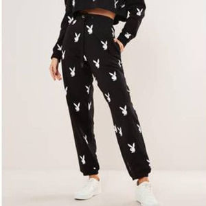 Playboy x missguided white bunny print joggers sale